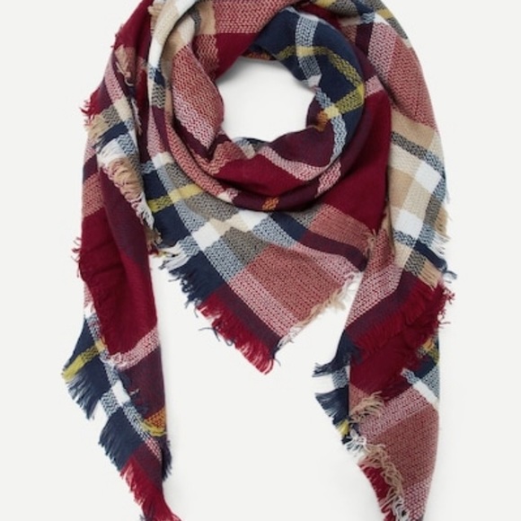 💥SOLD OUT💥Red Plaid Blanket Scarf - Picture 2 of 7